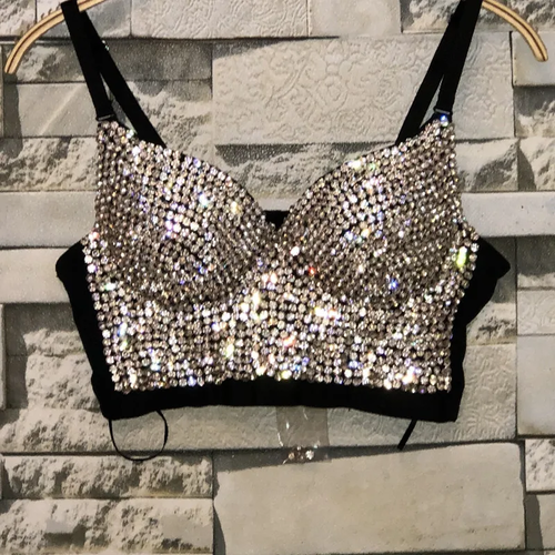 Sexy Rhinestone Crop Corset Top